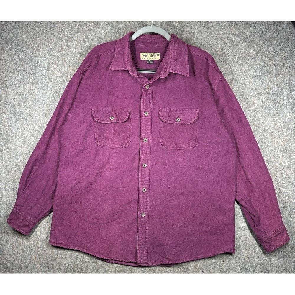 Vintage Y2K Canyon Guide Outfitters Button Up Shirt Mens XL Purple Cotton
